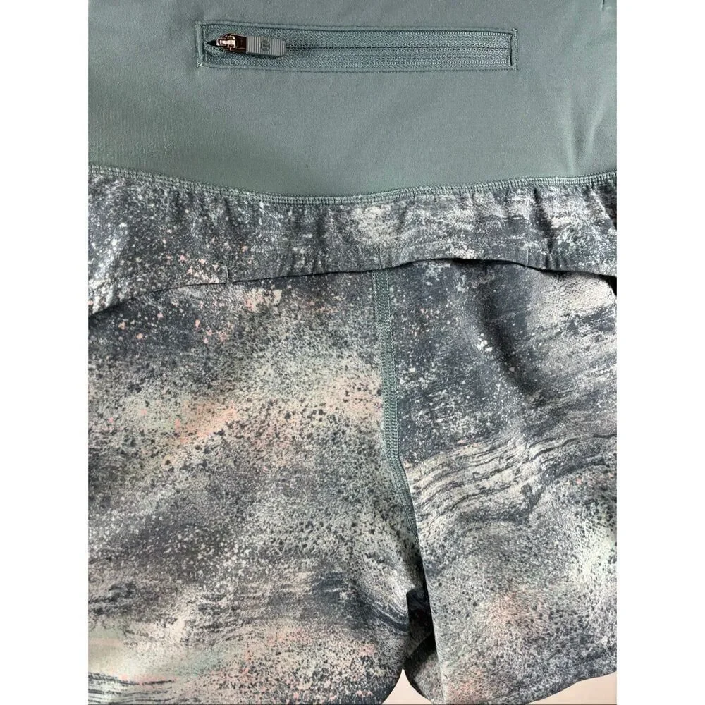 Lululemon Run Times Shorts II 4” in Azurite Mint Tint Multi Mystic Green Size 6